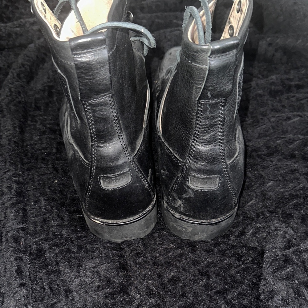 Polo by Ralph Lauren Black Leather Men's Lace-Up Boots - Picture 2 of 7